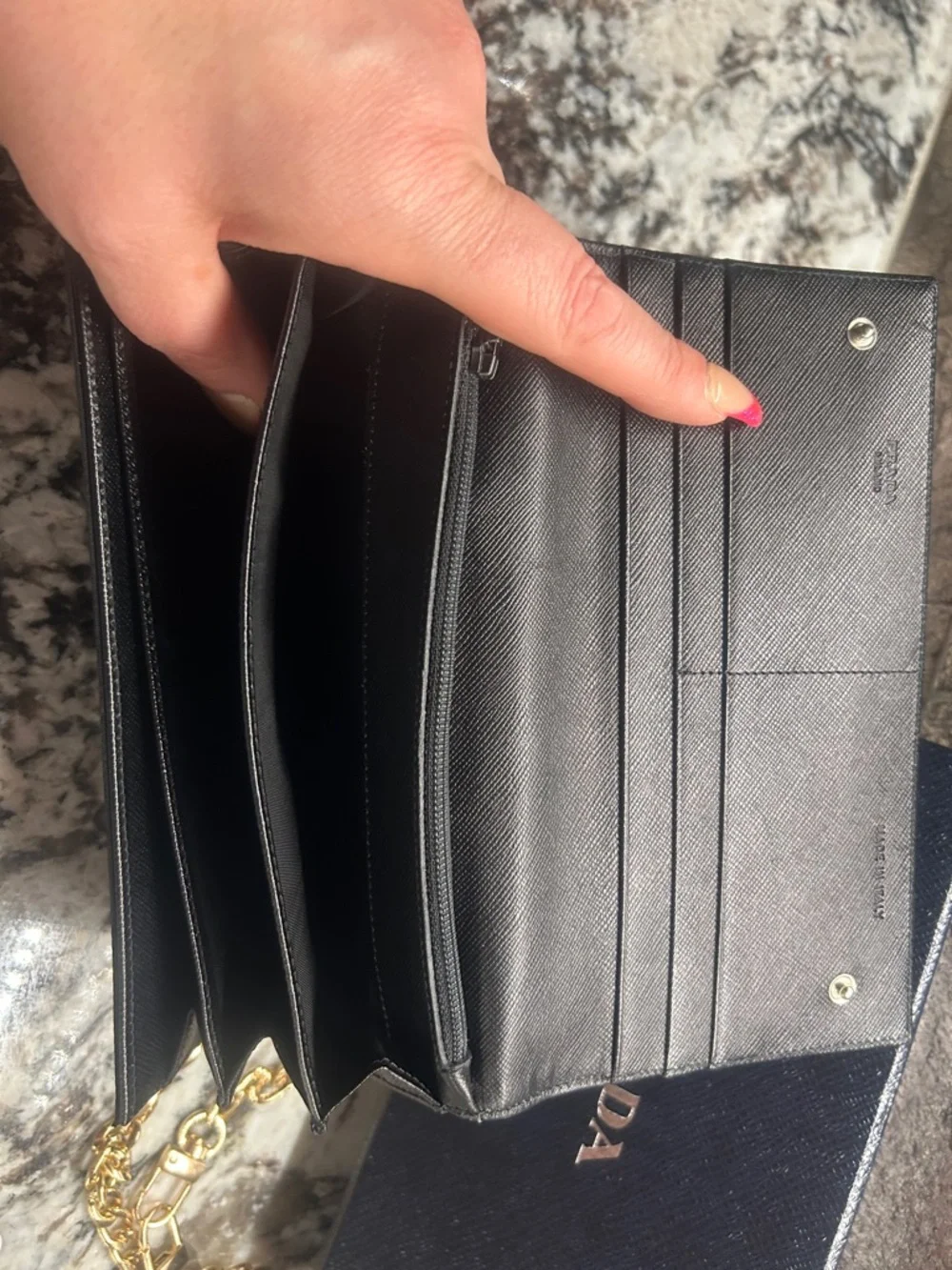 Prada Black Wallet on Chain with Gold Hardware COA and box - Picture 11 of 16